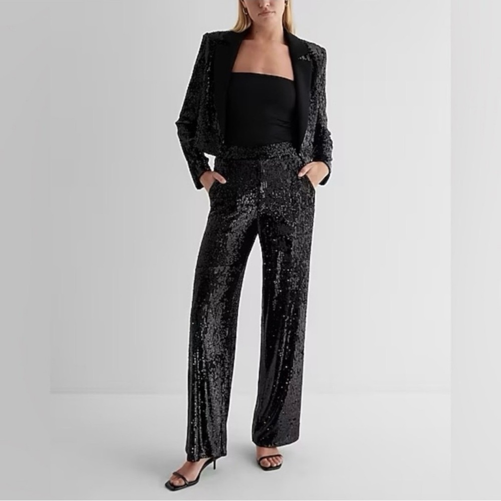 EXPRESS High Waisted Sequin Wide Leg Pant NWOT Size 4R